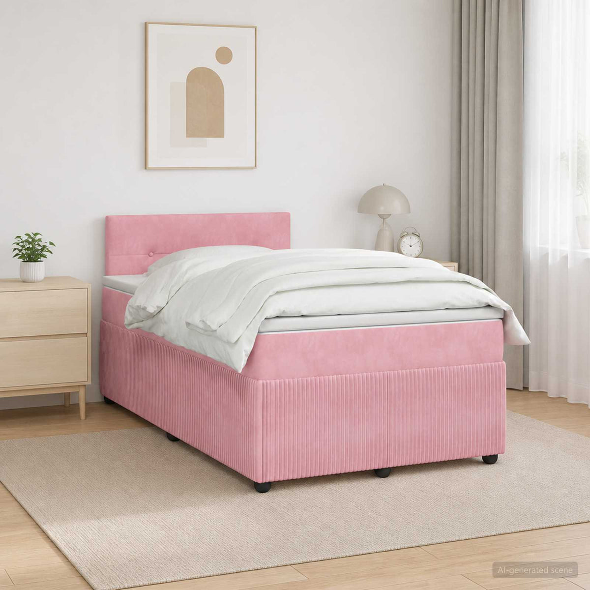 vidaXL Łóżko kontynentalne z materacem różowy 120 x 190 cm Welur