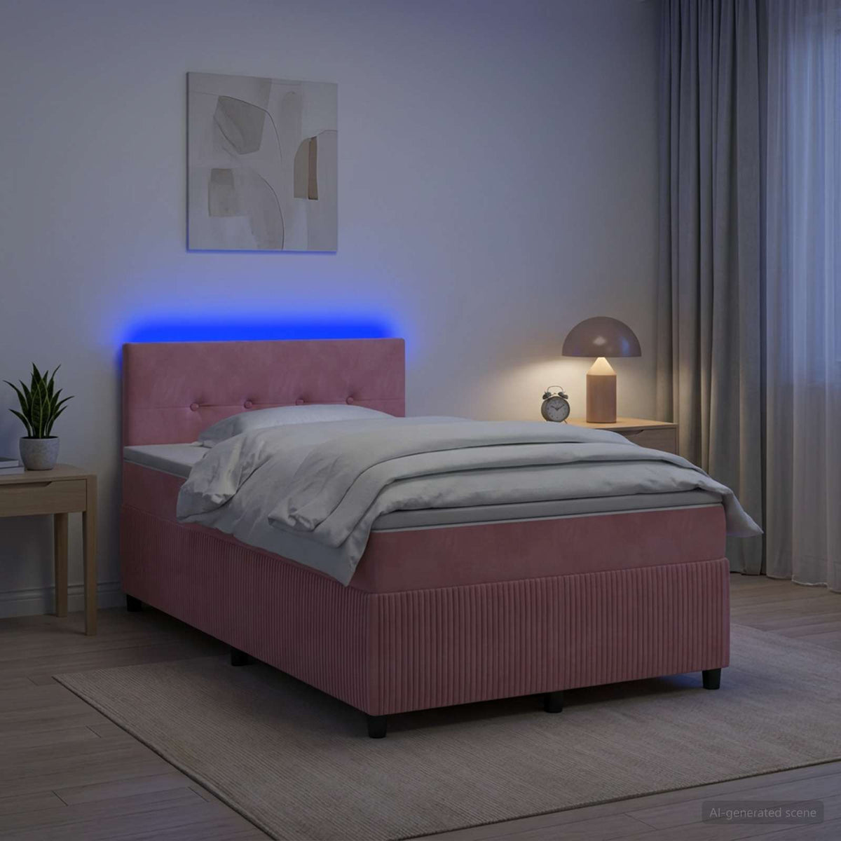 vidaXL Łóżko kontynentalne z materacem różowy 120 x 200 cm Welur