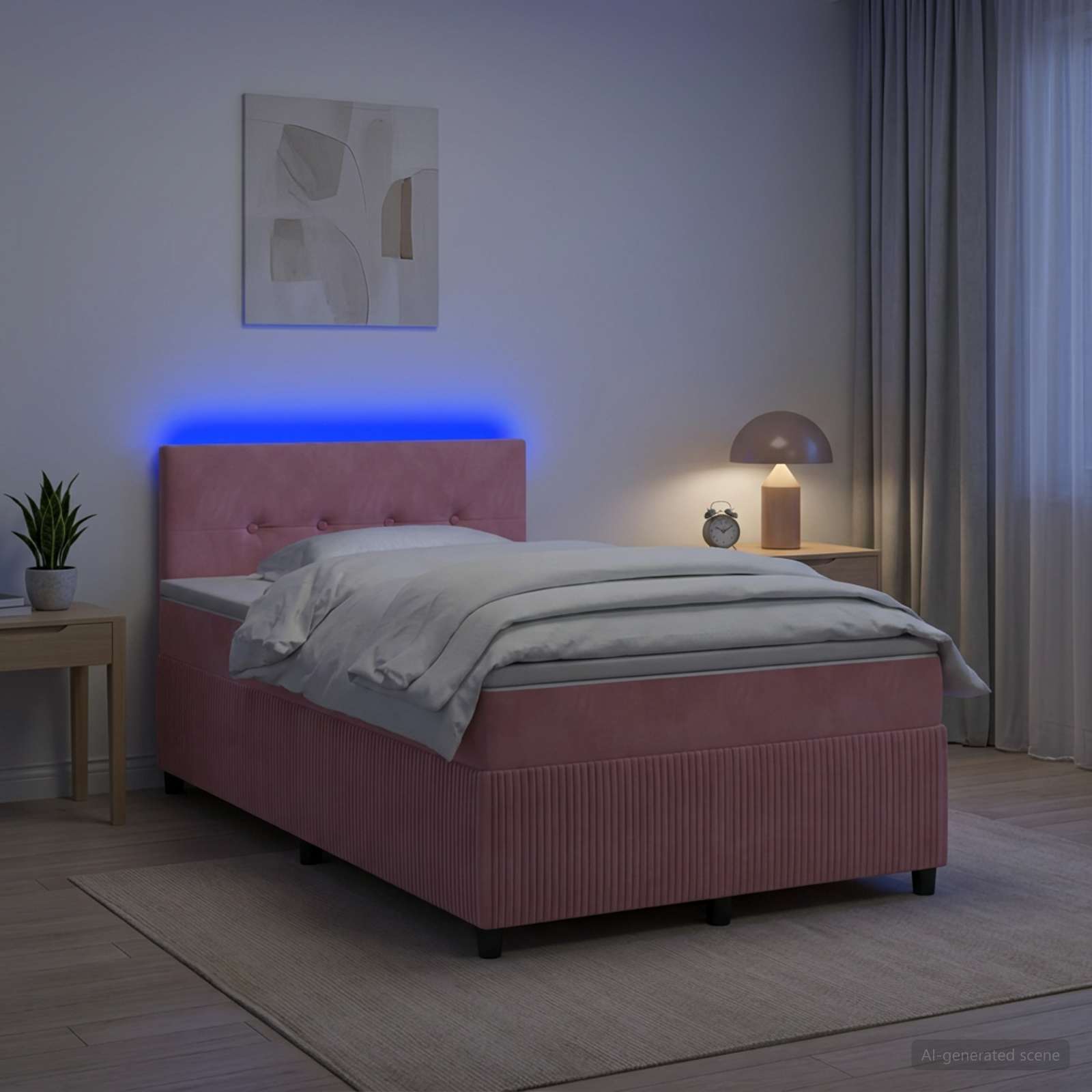 vidaXL Łóżko kontynentalne z materacem różowy 120 x 190 cm Welur