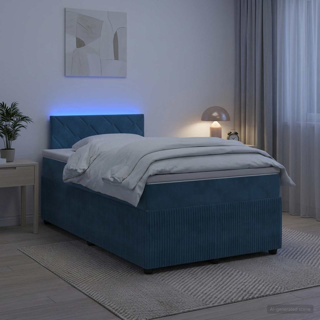 vidaXL Łóżko kontynentalne z materacem niebieski 120 x 200 cm Welur