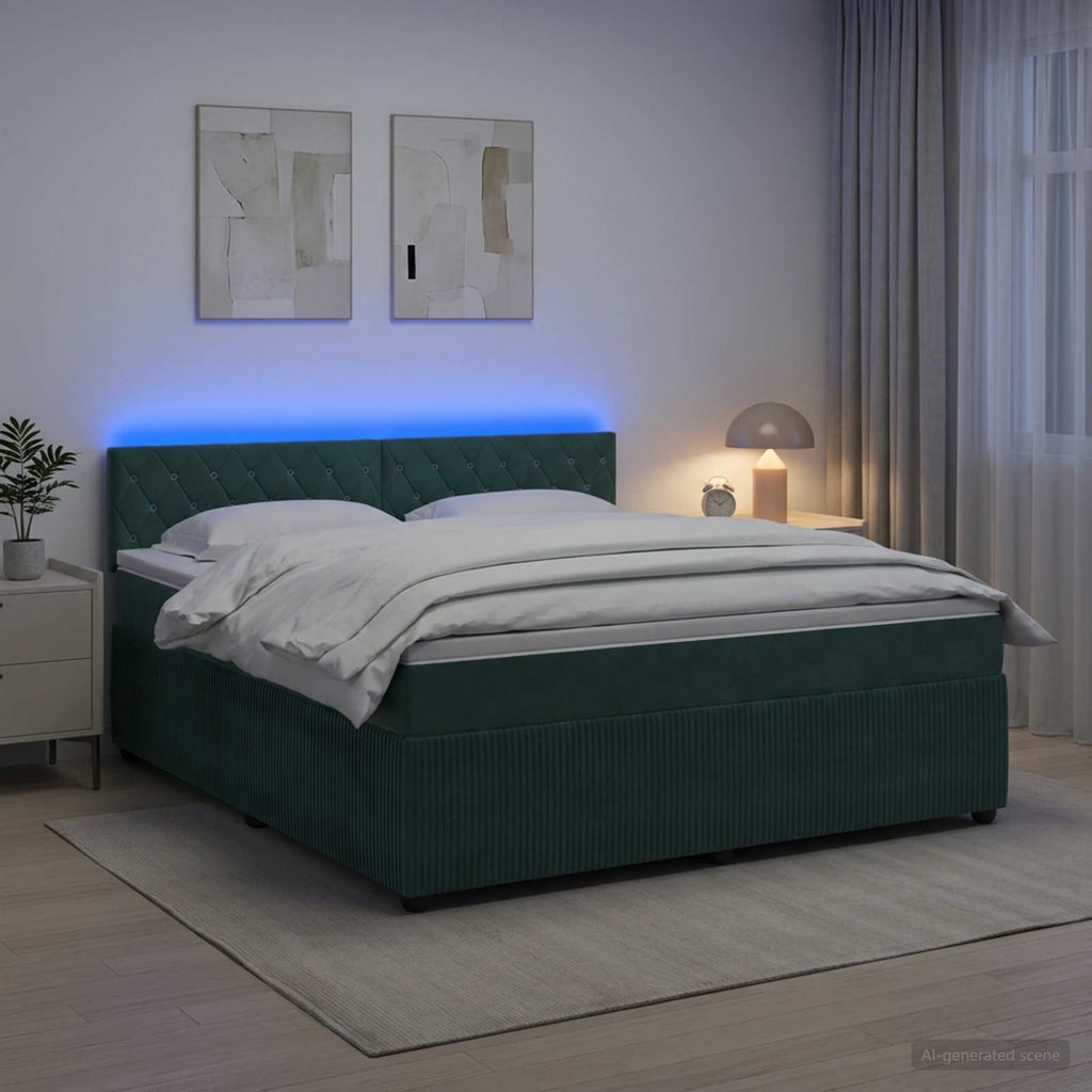 vidaXL Łóżko kontynentalne z materacem Ciemnozielony 180 x 200 cm
