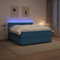 vidaXL Łóżko kontynentalne z materacem niebieski 160 x 200 cm Welur