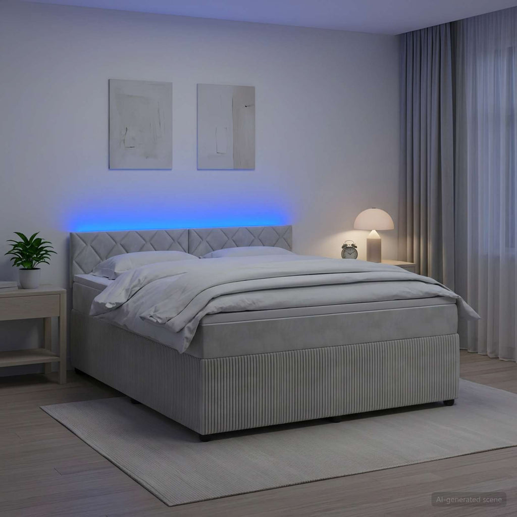 vidaXL Łóżko kontynentalne z materacem jasnoszary 160 x 200 cm Welur
