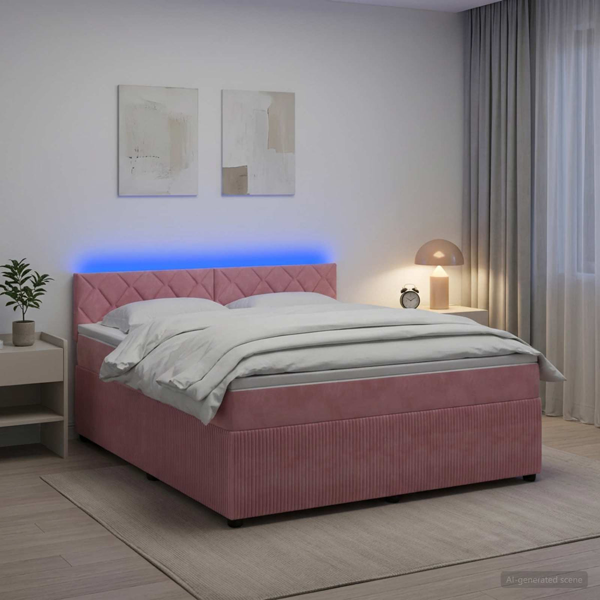 vidaXL Łóżko kontynentalne z materacem różowy 140 x 190 cm Welur