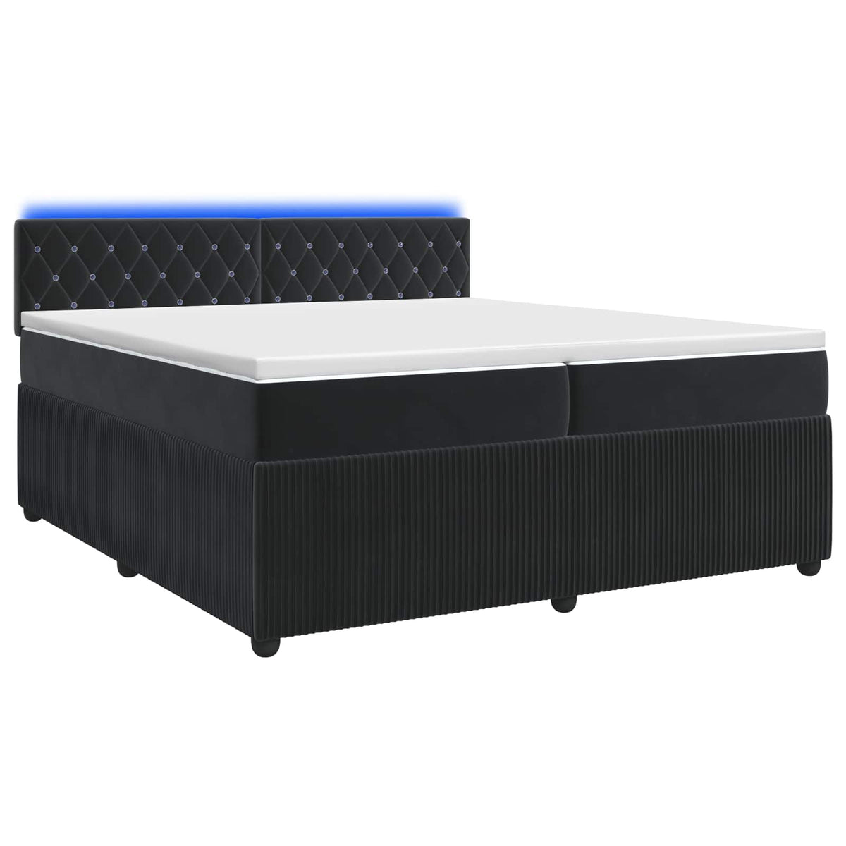 vidaXL Łóżko kontynentalne z materacem Czarny 200 x 200 cm Welur