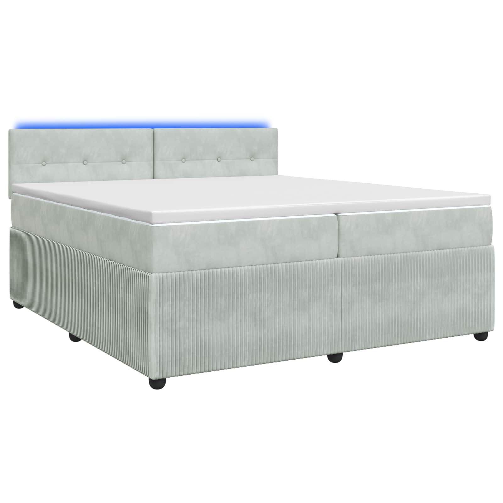 vidaXL Łóżko kontynentalne z materacem jasnoszary 200 x 200 cm Welur