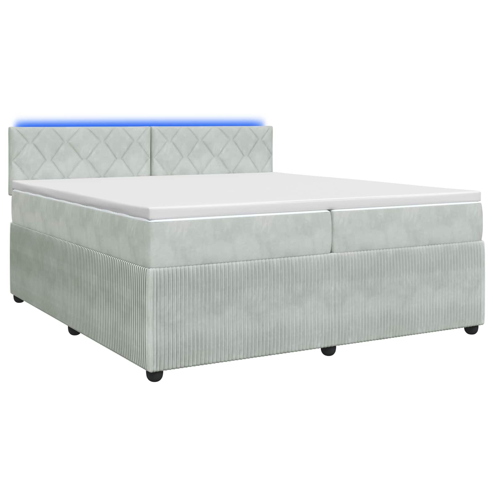vidaXL Łóżko kontynentalne z materacem jasnoszary 200 x 200 cm Welur