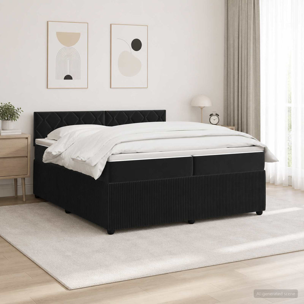 vidaXL Łóżko kontynentalne z materacem Czarny 200 x 200 cm Welur