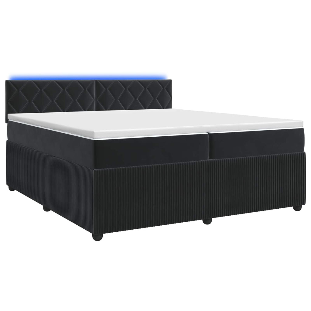 vidaXL Łóżko kontynentalne z materacem Czarny 200 x 200 cm Welur