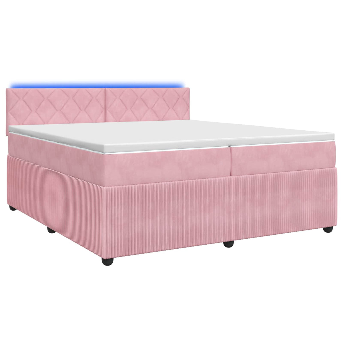 vidaXL Łóżko kontynentalne z materacem różowy 200 x 200 cm Welur
