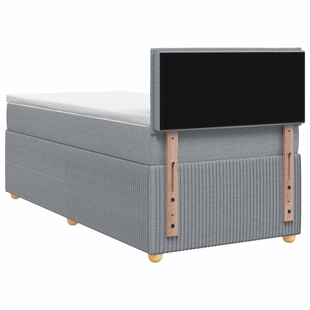 vidaXL Łóżko Box Spring z materacem i LED jasnoszary 90 x 190 cm
