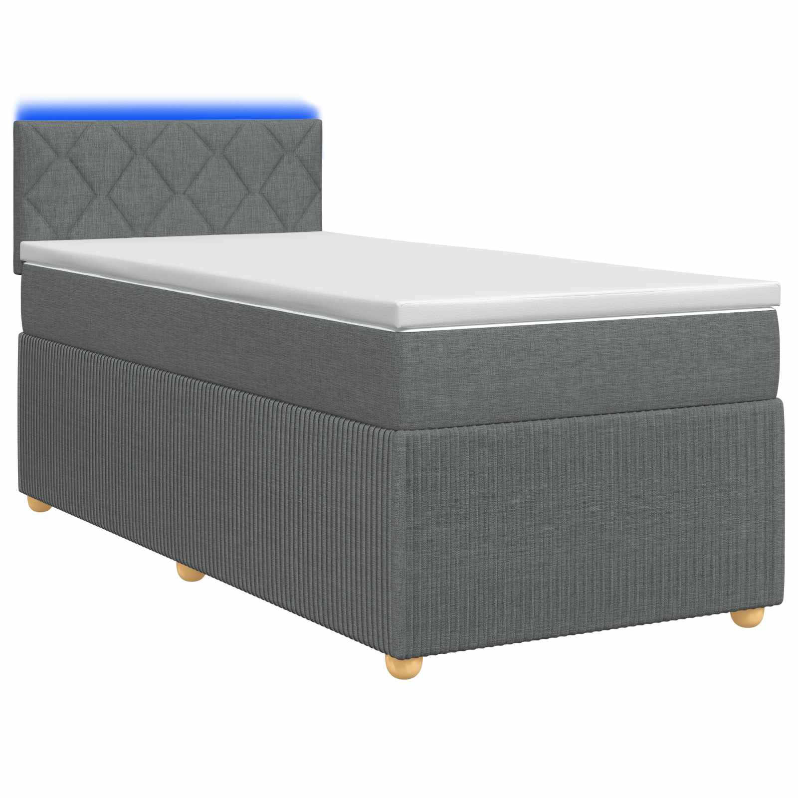 vidaXL Łóżko Box Spring z materacem i LED ciemnoszary 90 x 190 cm