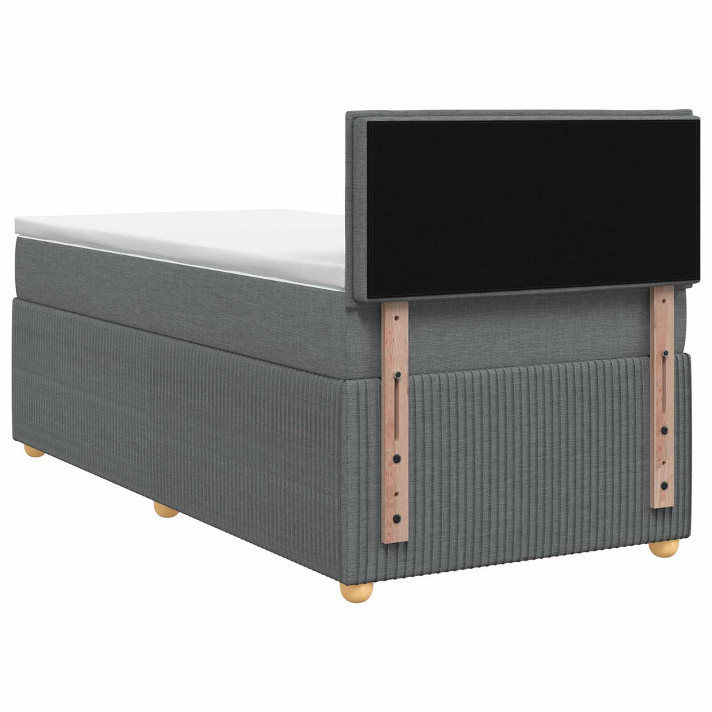 vidaXL Łóżko Box Spring z materacem i LED ciemnoszary 90 x 190 cm
