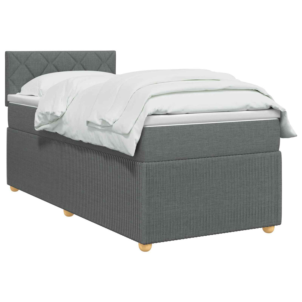vidaXL Łóżko Box Spring z materacem i LED ciemnoszary 90 x 190 cm