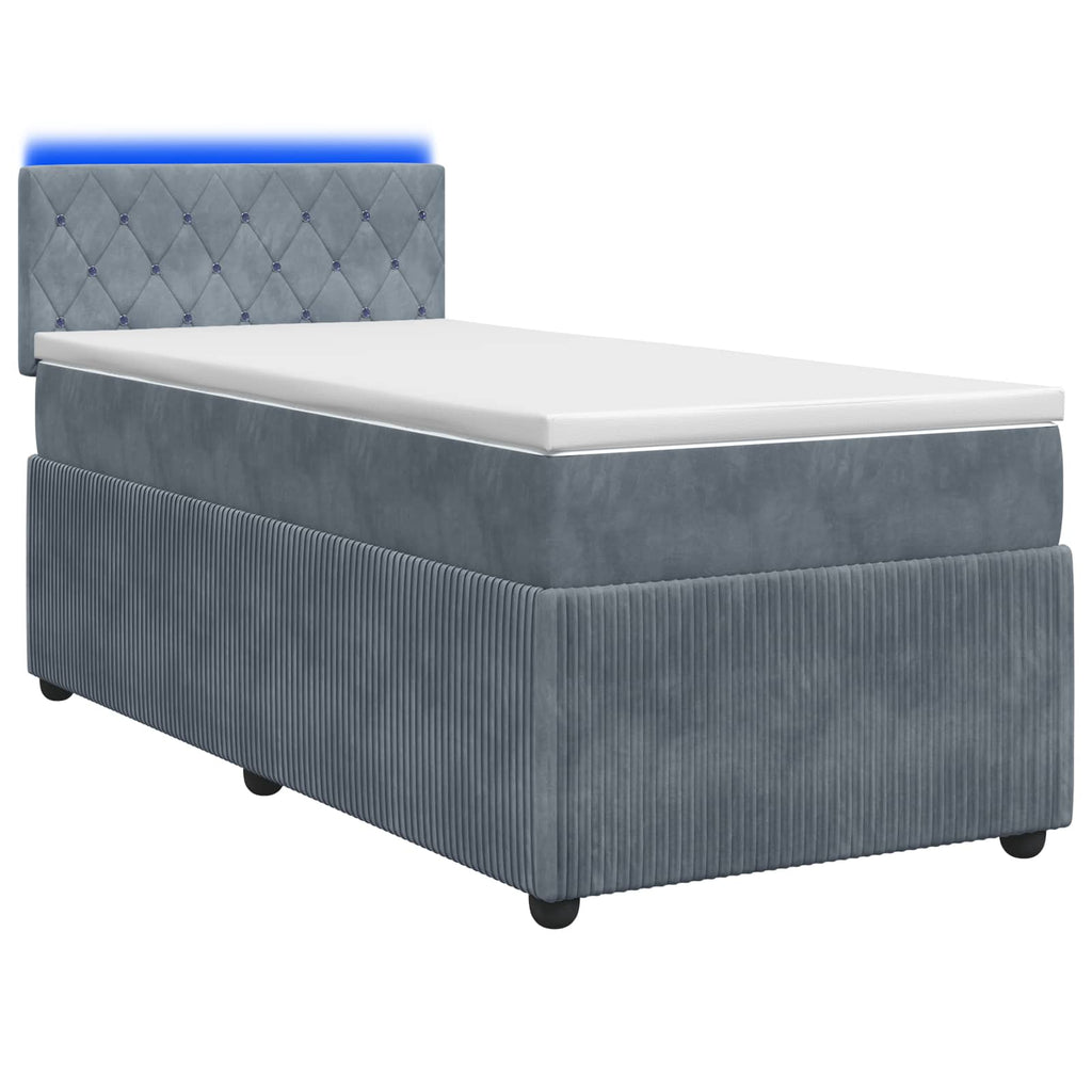 vidaXL Łóżko Box Spring z materacem i LED ciemnoszary 90 x 190 cm