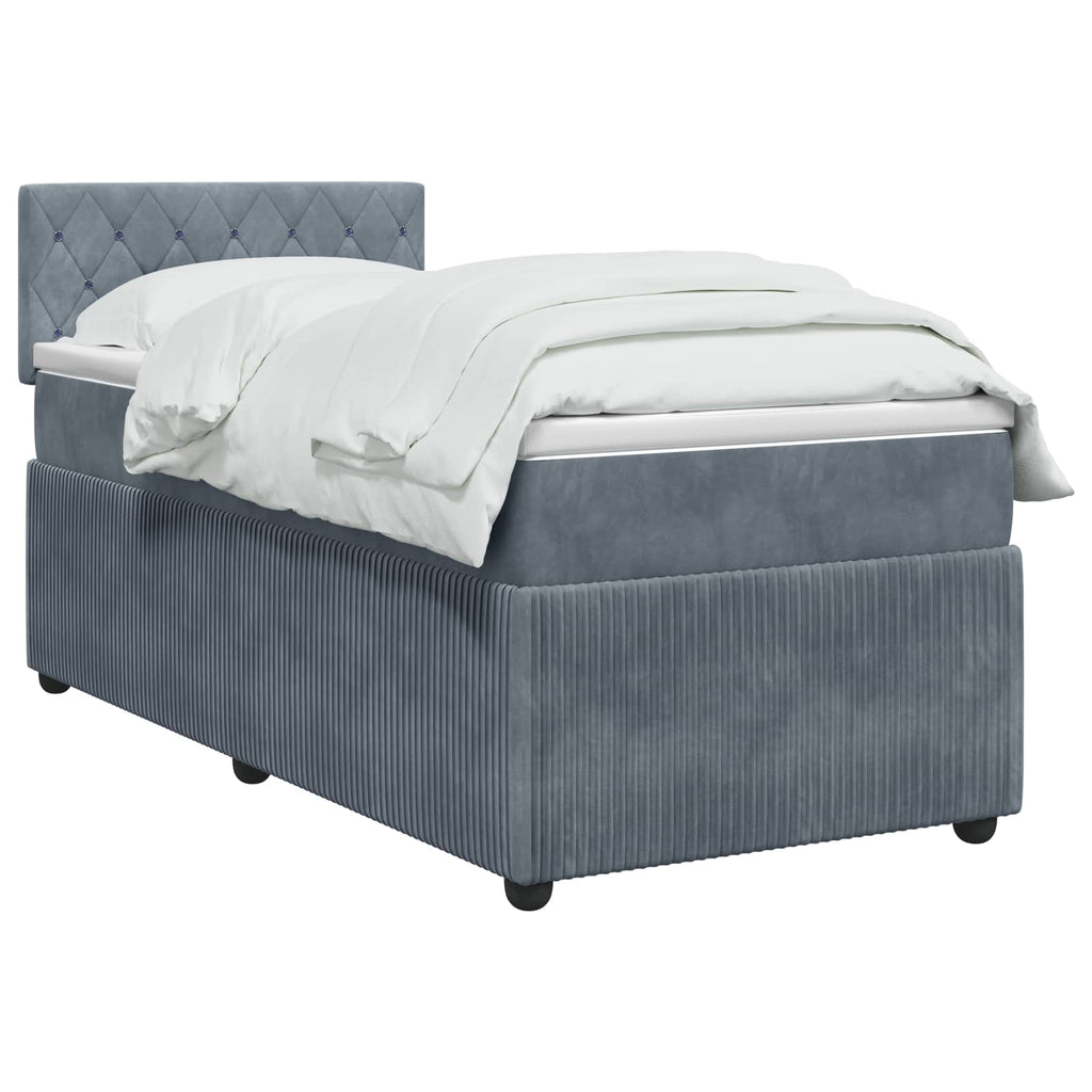 vidaXL Łóżko Box Spring z materacem i LED ciemnoszary 90 x 190 cm