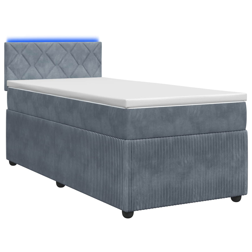 vidaXL Łóżko Box Spring z materacem i LED ciemnoszary 90 x 190 cm