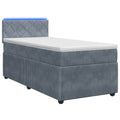 vidaXL Łóżko Box Spring z materacem i LED ciemnoszary 90 x 190 cm