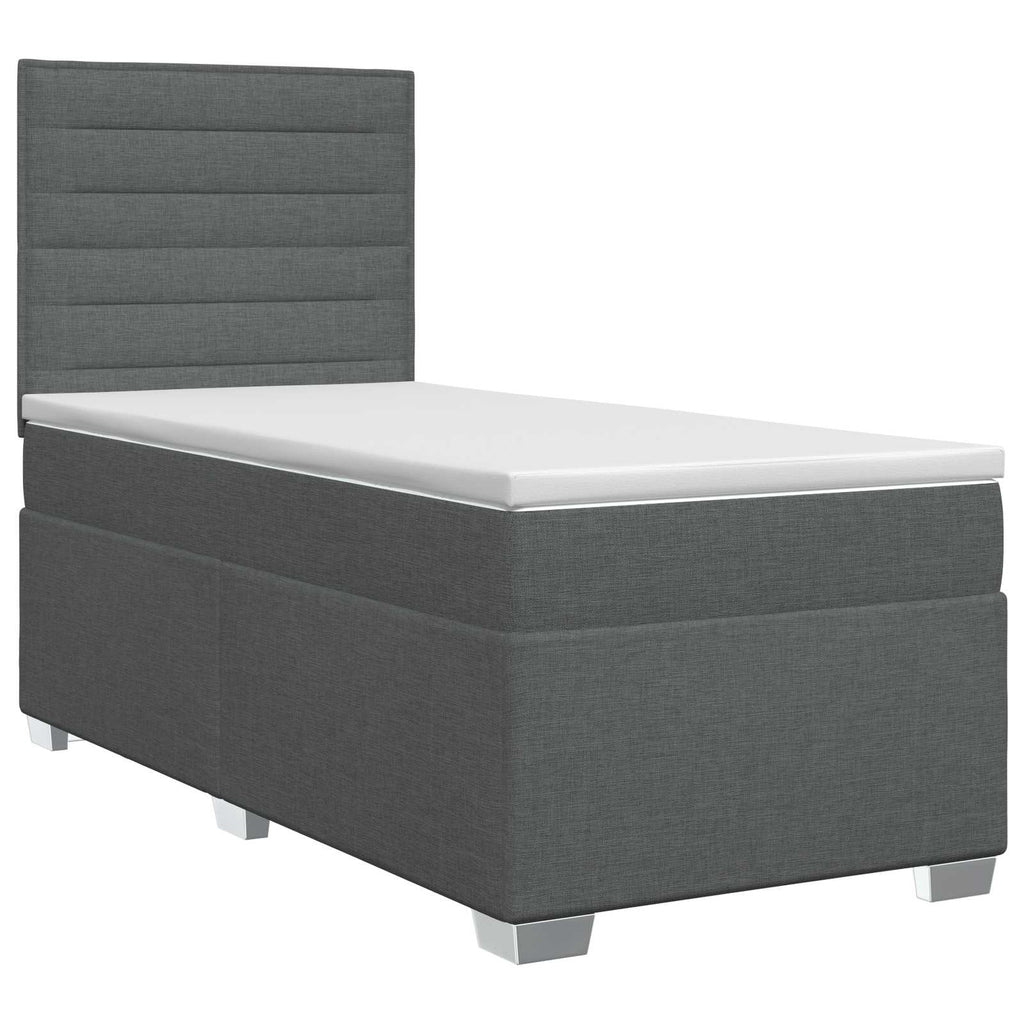 vidaXL Łóżko kontynentalne z materacem ciemnoszary 80 x 200 cm tkanina