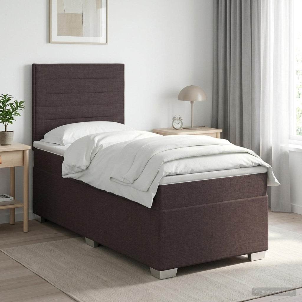 vidaXL Łóżko kontynentalne z materacem Ciemny brąz 80 x 200 cm tkanina