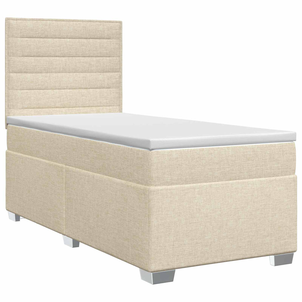 vidaXL Łóżko kontynentalne z materacem kremowy 80 x 200 cm tkanina