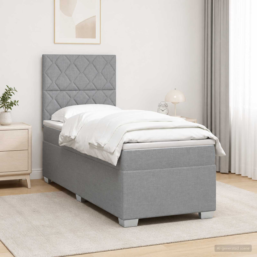 vidaXL Łóżko kontynentalne z materacem jasnoszary 80 x 200 cm tkanina