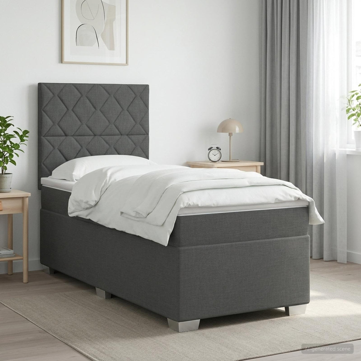 vidaXL Łóżko kontynentalne z materacem ciemnoszary 80 x 200 cm tkanina