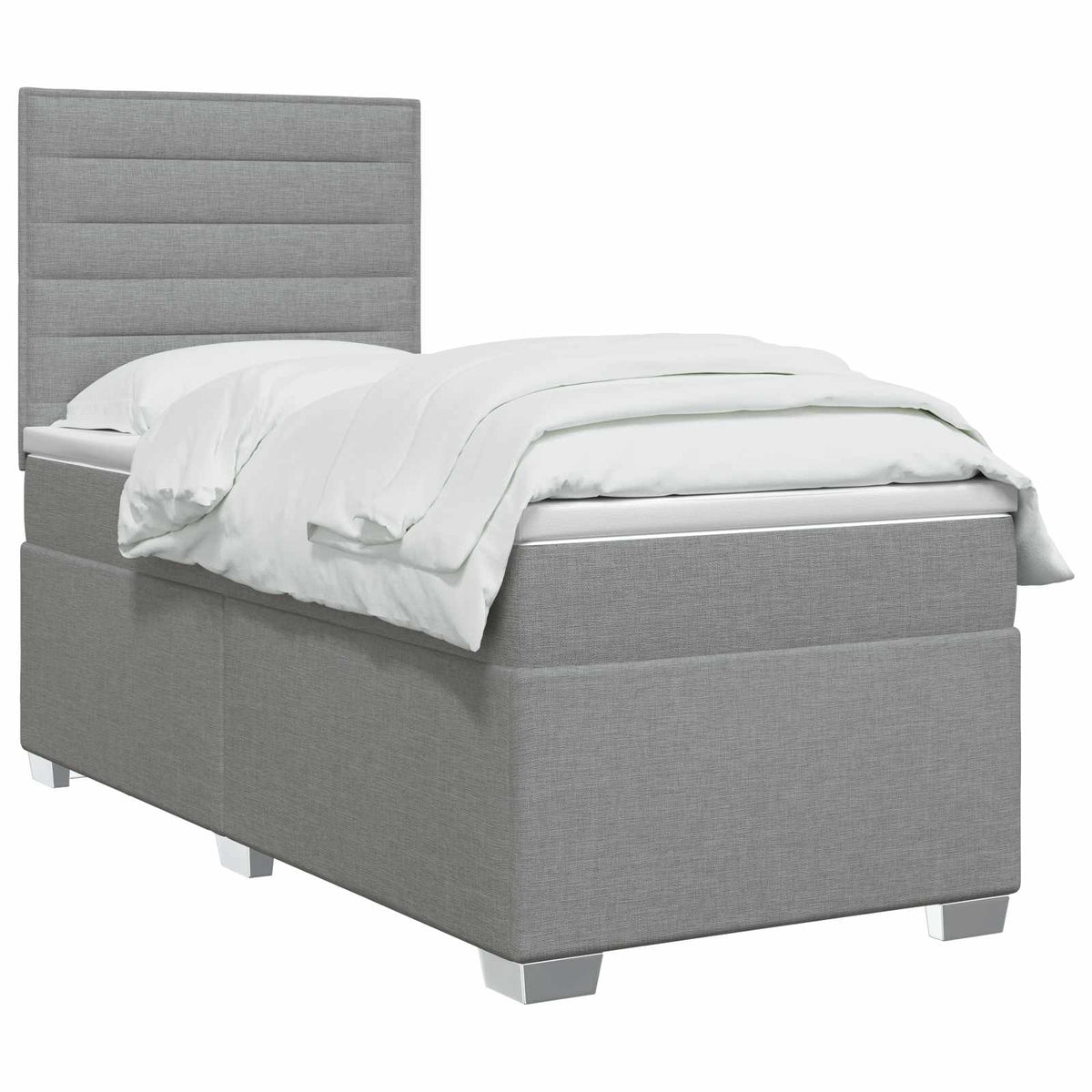 vidaXL Łóżko kontynentalne z materacem jasnoszary 90 x 200 cm tkanina