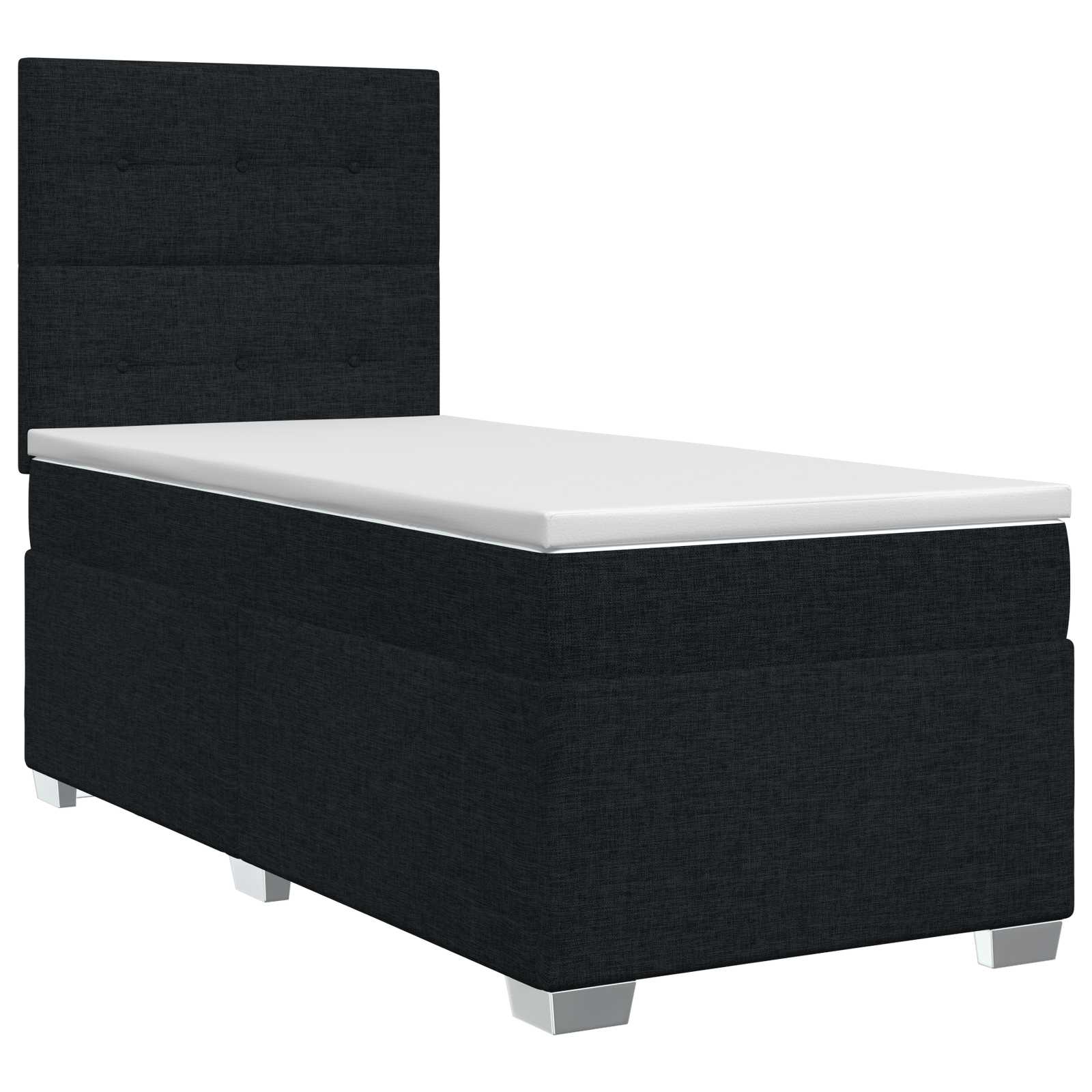 vidaXL Łóżko kontynentalne z materacem Czarny 90 x 200 cm tkanina