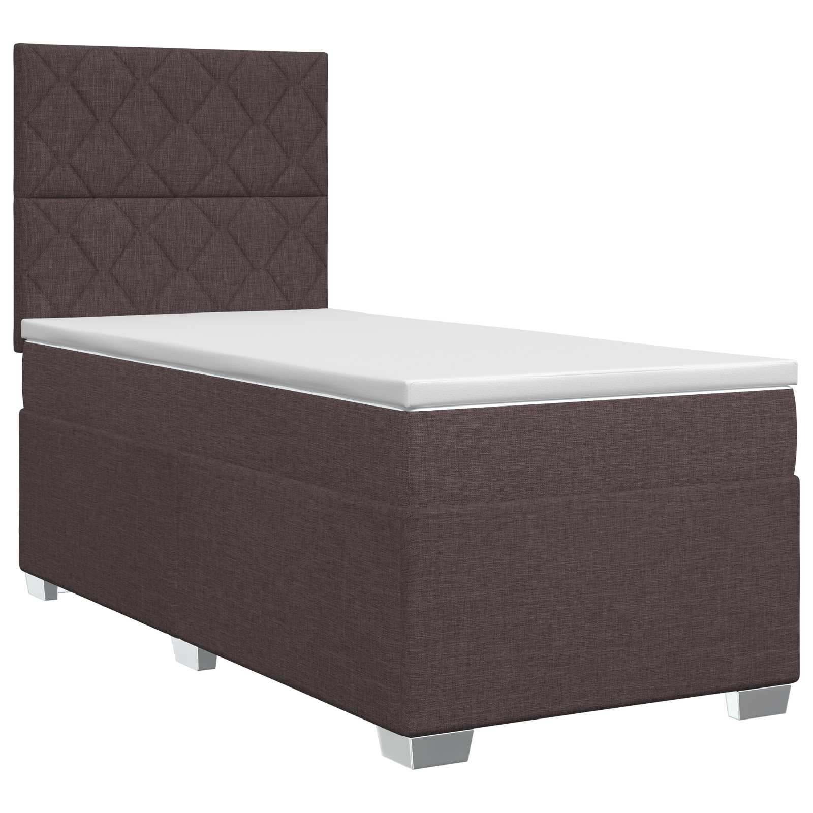 vidaXL Łóżko kontynentalne z materacem Ciemny brąz 90 x 200 cm tkanina