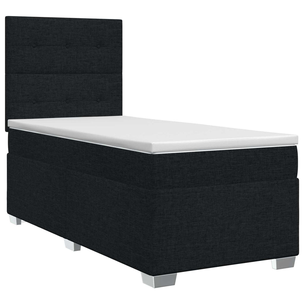 vidaXL Łóżko kontynentalne z materacem Czarny 100 x 200 cm tkanina