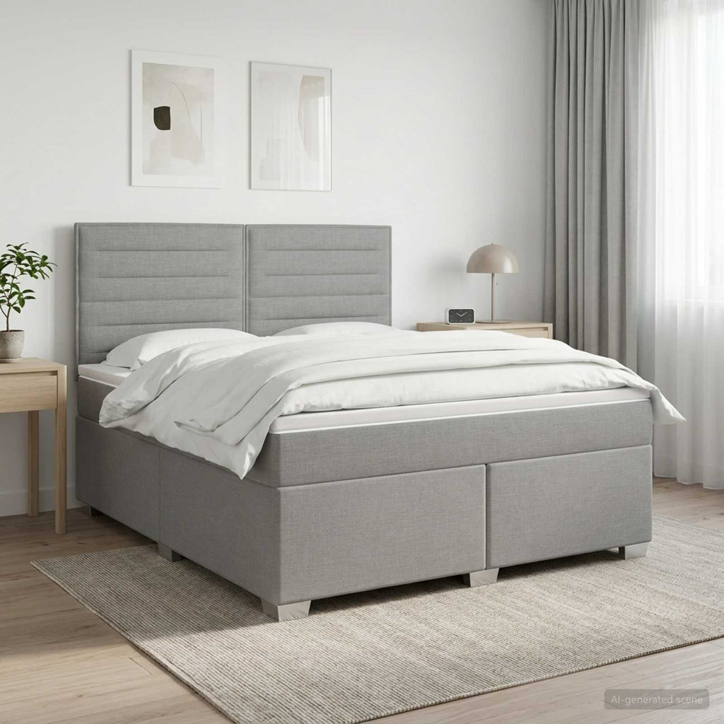 vidaXL Łóżko kontynentalne z materacem jasnoszary 160 x 200 cm tkanina