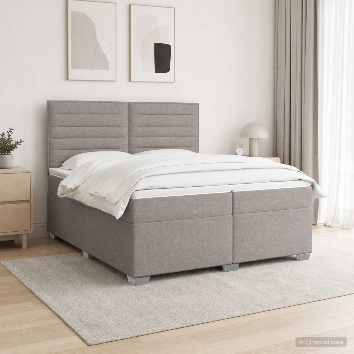 vidaXL Łóżko kontynentalne z materacem Ciemnoszary 200 x 200 cm