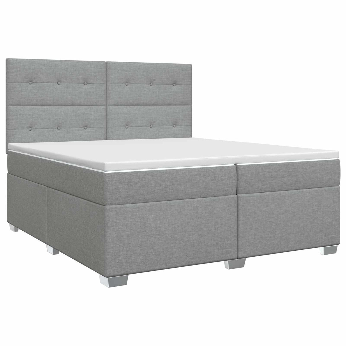 vidaXL Łóżko kontynentalne z materacem jasnoszary 200 x 200 cm tkanina