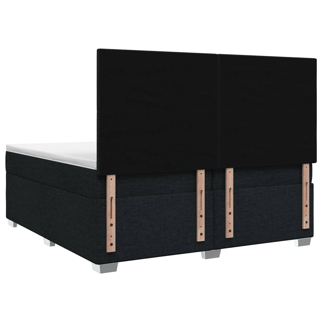 vidaXL Łóżko kontynentalne z materacem Czarny 200 x 200 cm tkanina