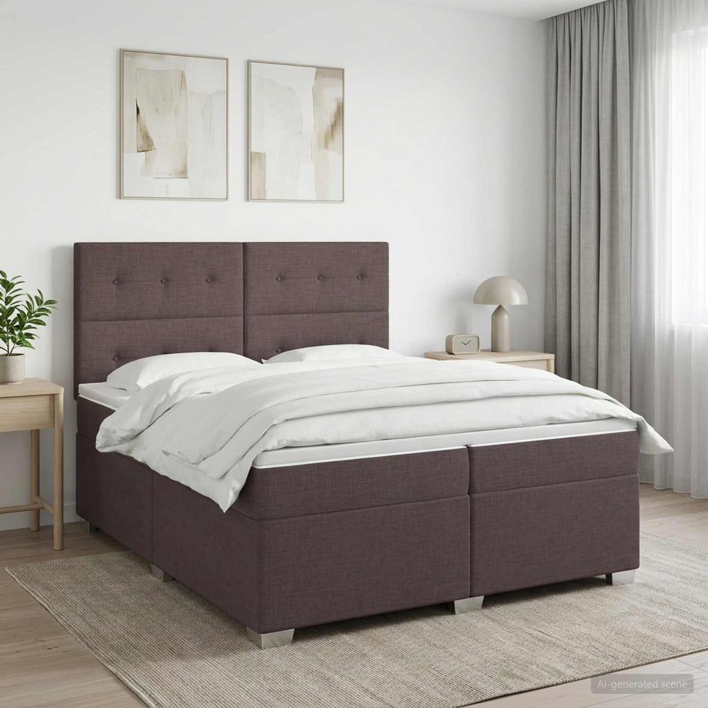 vidaXL Łóżko kontynentalne z materacem Ciemny brąz 200 x 200 cm