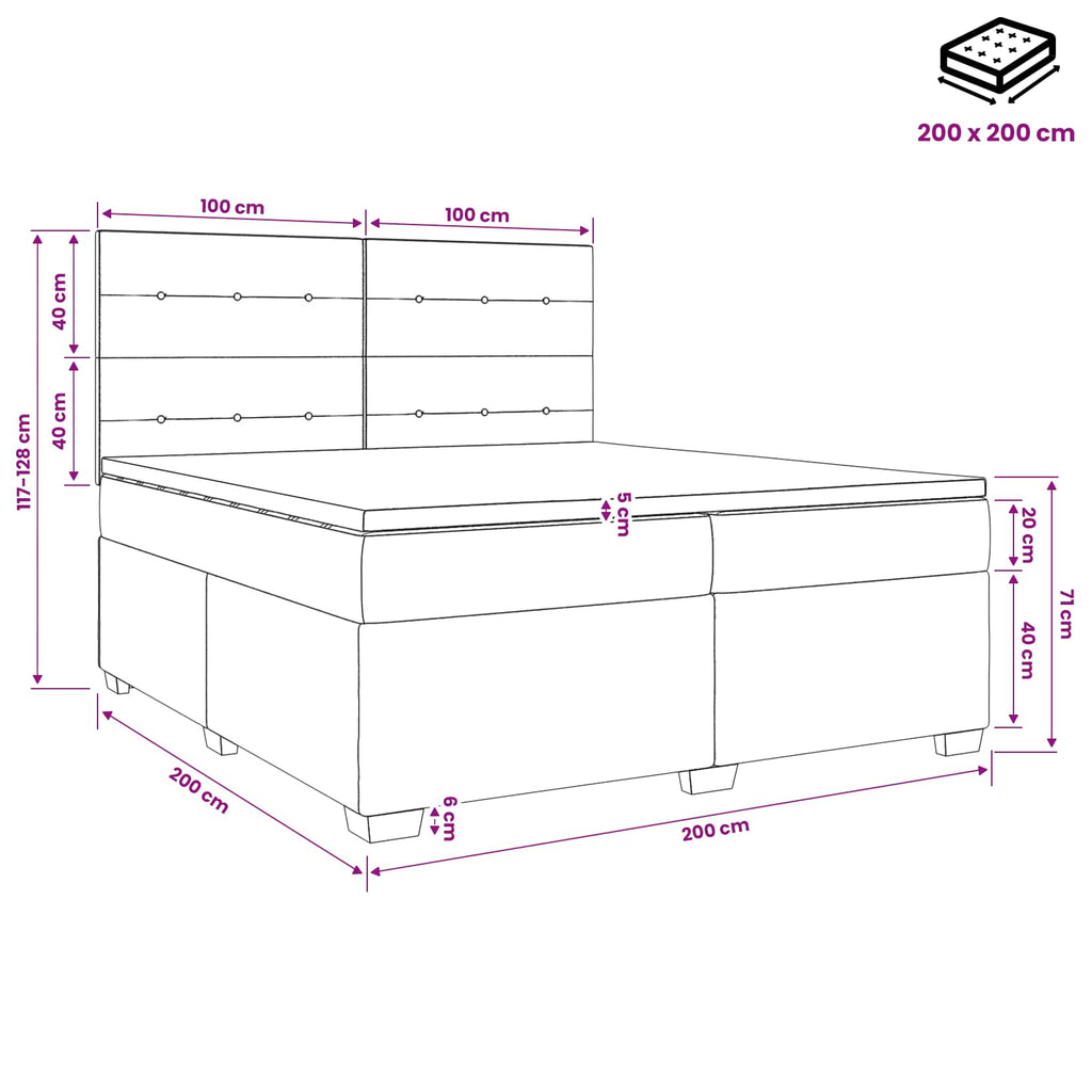 vidaXL Łóżko kontynentalne z materacem Ciemny brąz 200 x 200 cm