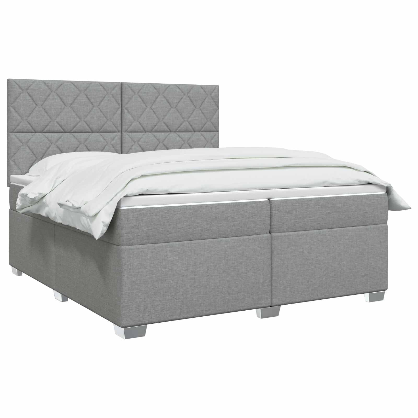 vidaXL Łóżko kontynentalne z materacem jasnoszary 200 x 200 cm tkanina
