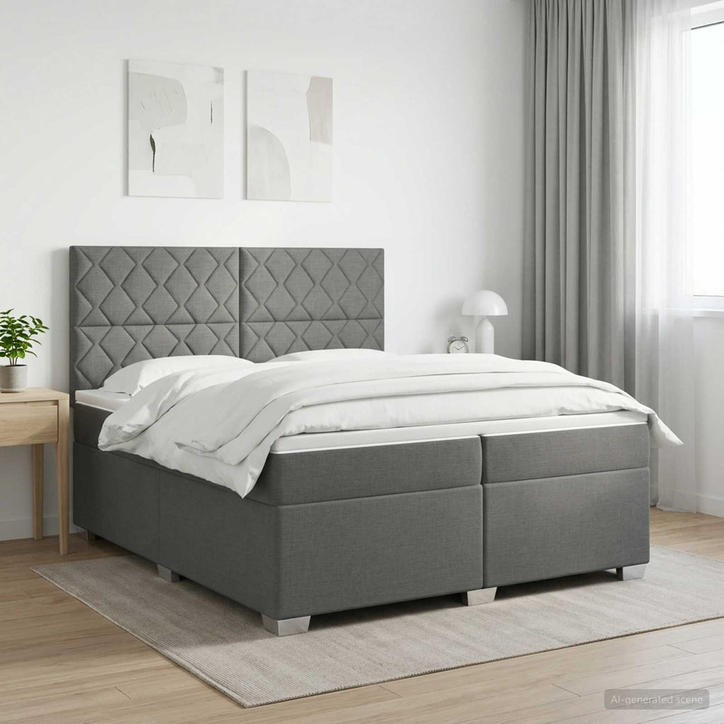vidaXL Łóżko kontynentalne z materacem ciemnoszary 200 x 200 cm