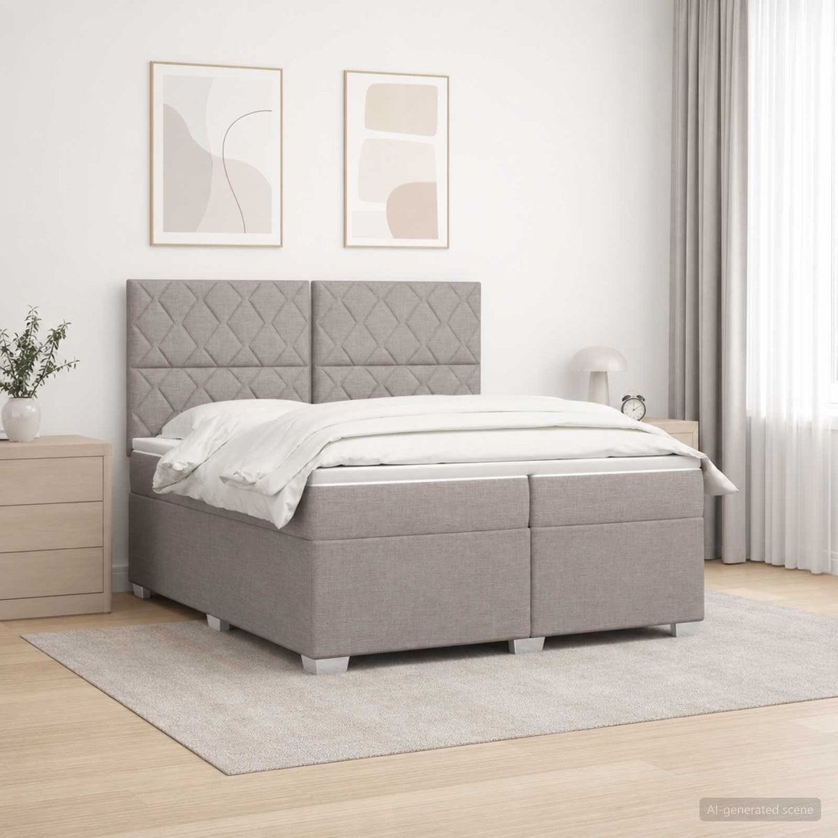 vidaXL Łóżko kontynentalne z materacem Ciemnoszary 200 x 200 cm