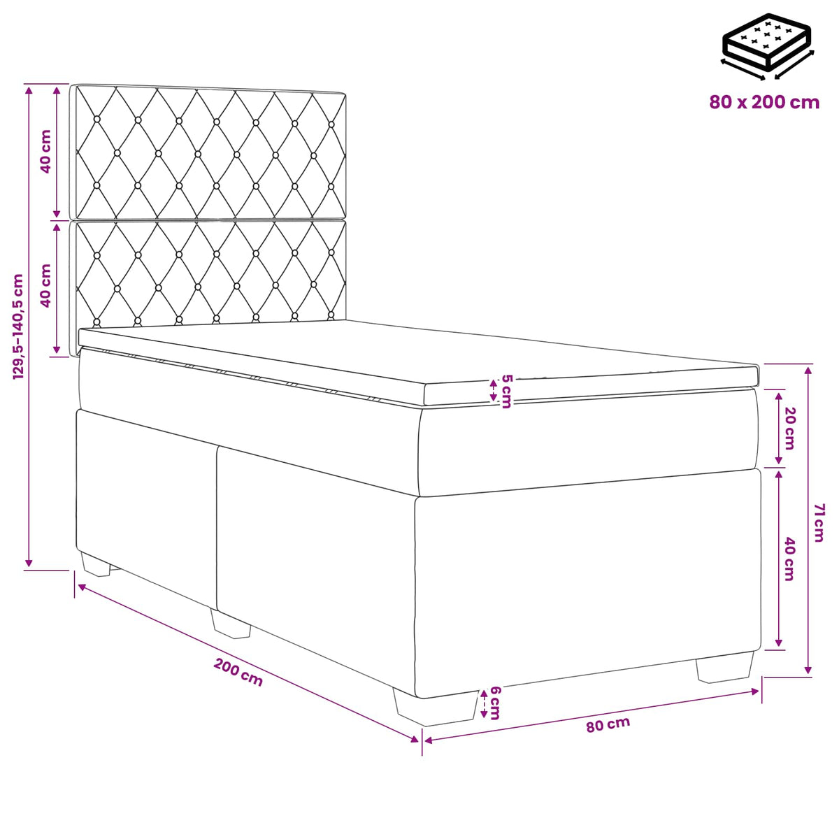 vidaXL Łóżko kontynentalne z materacem Ciemnozielony 80 x 200 cm Welur