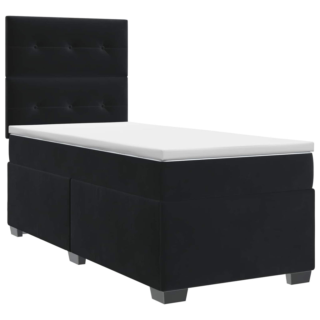 vidaXL Łóżko kontynentalne z materacem Czarny 80 x 200 cm Welur
