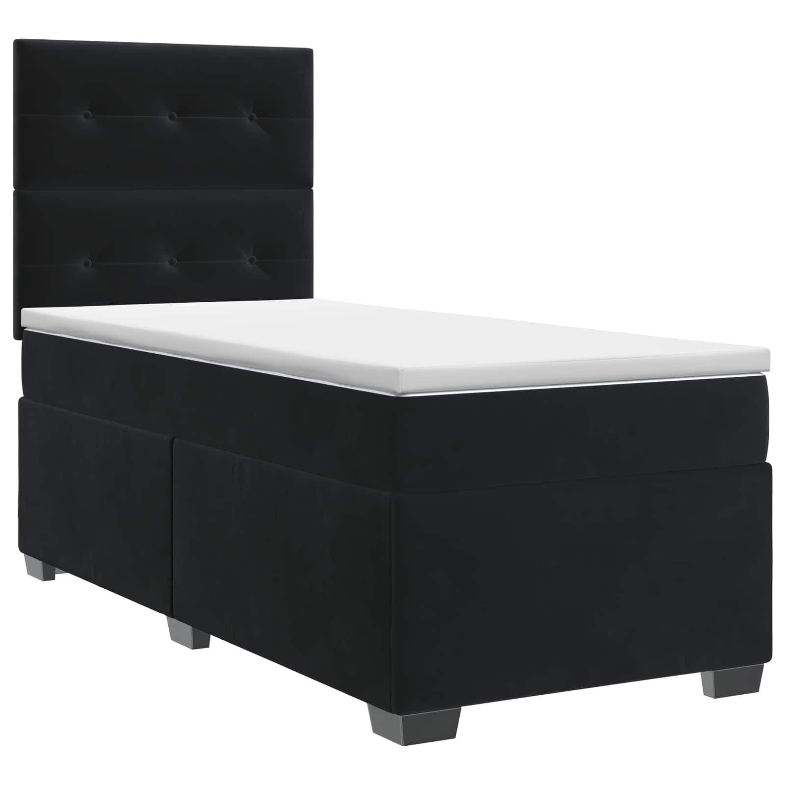 vidaXL Łóżko kontynentalne z materacem Czarny 80 x 200 cm Welur