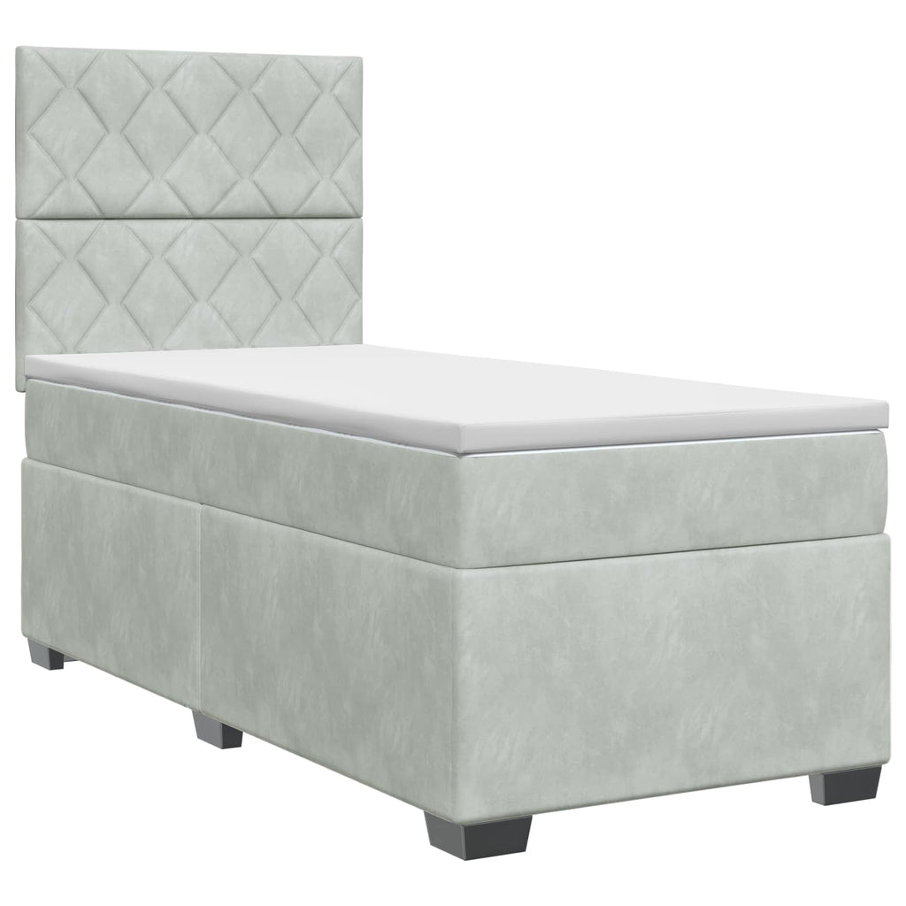 vidaXL Łóżko kontynentalne z materacem jasnoszary 80 x 200 cm Welur