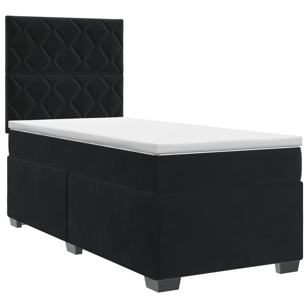 vidaXL Łóżko kontynentalne z materacem Czarny 80 x 200 cm Welur