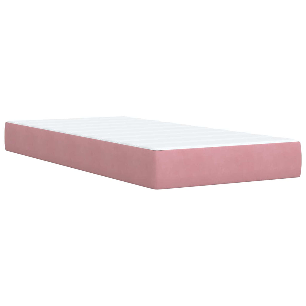 vidaXL Łóżko kontynentalne z materacem różowy 100 x 200 cm Welur