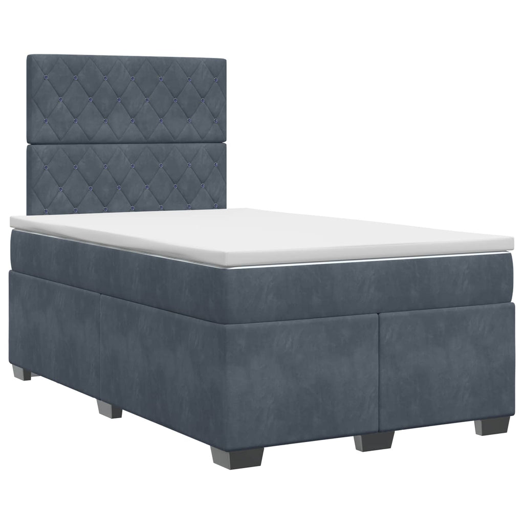 vidaXL Łóżko kontynentalne z materacem ciemnoszary 120 x 190 cm Welur