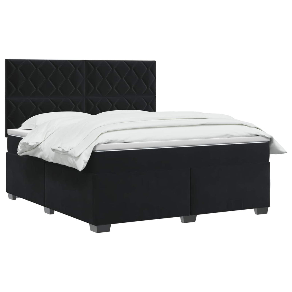 vidaXL Łóżko kontynentalne z materacem Czarny 140 x 190 cm Welur