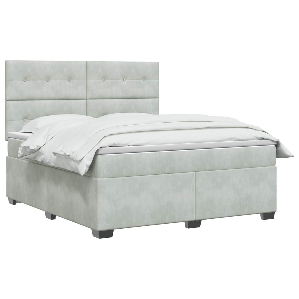 vidaXL Łóżko kontynentalne z materacem jasnoszary 140 x 200 cm Welur