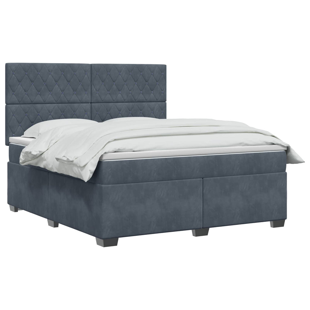 vidaXL Łóżko kontynentalne z materacem ciemnoszary 180 x 200 cm Welur
